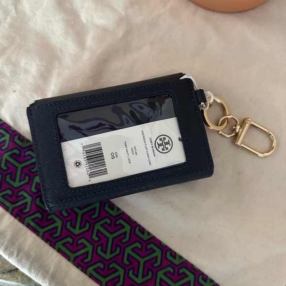 New Tory Burch Emerson flap card case wallet navy blue - Picture 6 of 6